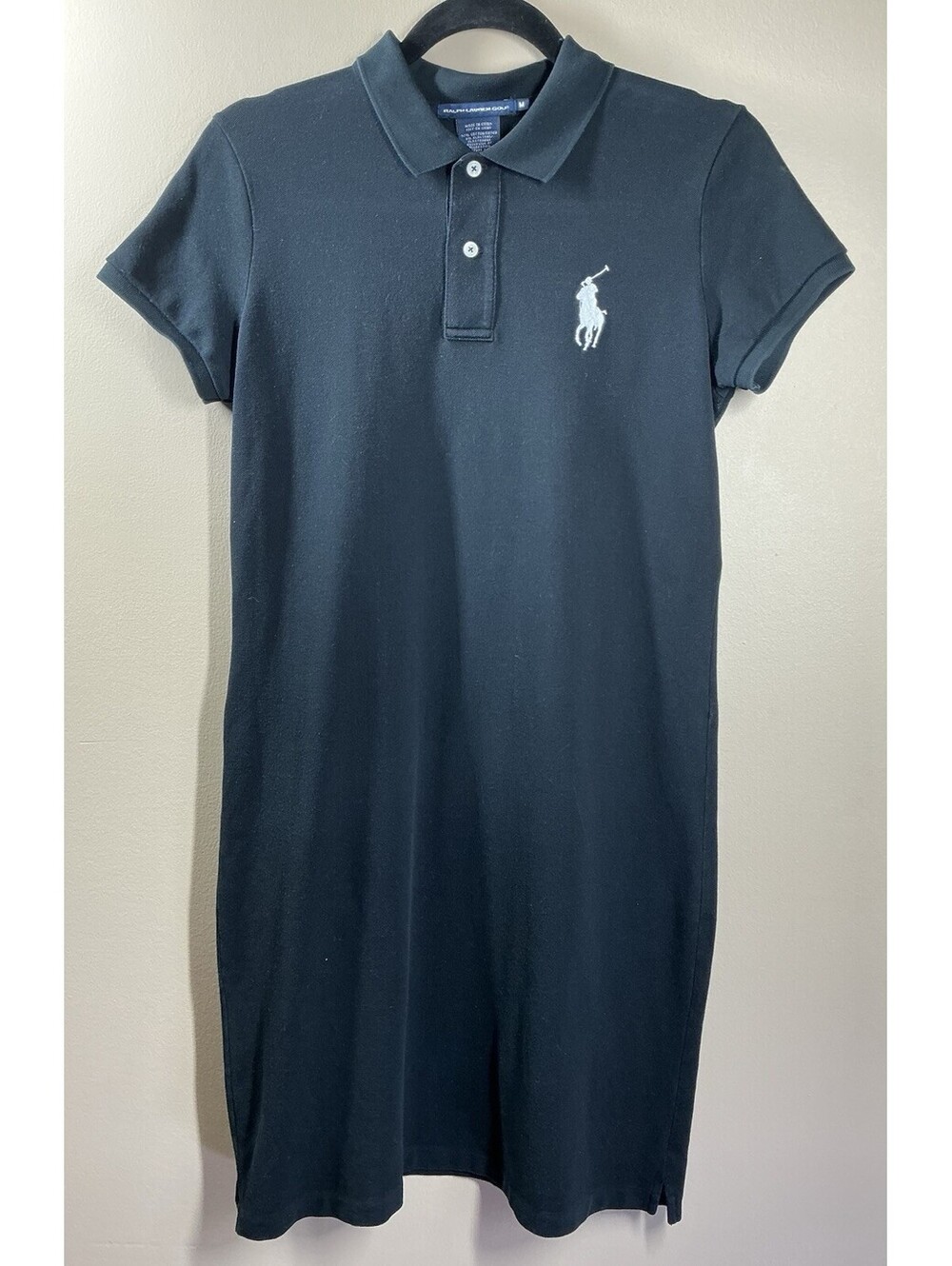 Polo Ralph Lauren Woman Cotton Mesh Mini Polo Dress Black Size Medium - Picture 2 of 4